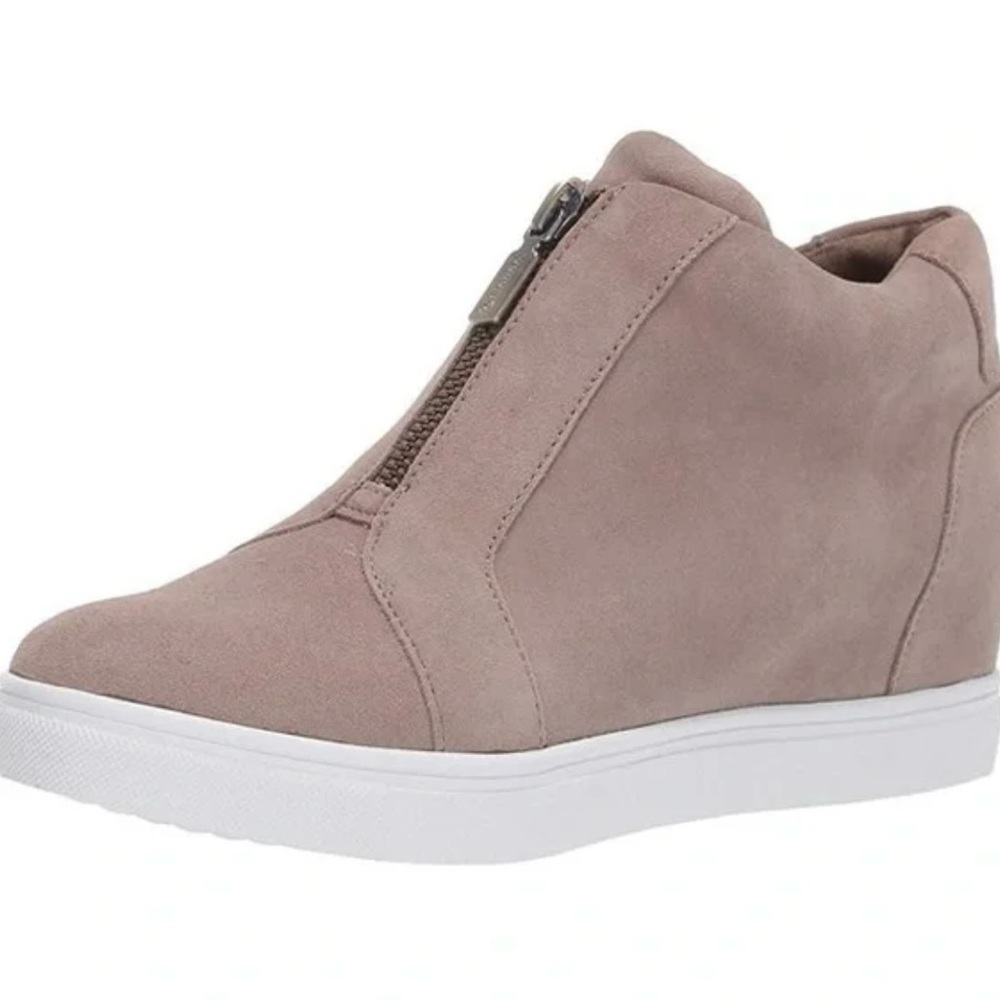 Blondo waterproof taupe suede wedge sneaker shoes zip slip-on comfort walking 6